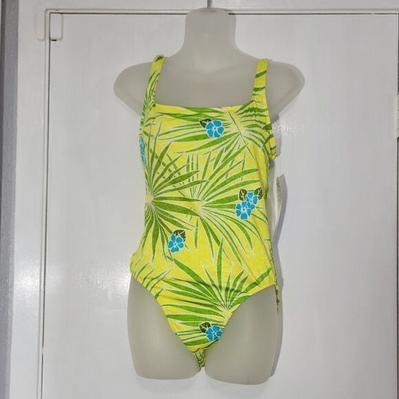 South point a division of jantzen Palm tree yellow one piece bathing suit NWT - Picture 10 of 10